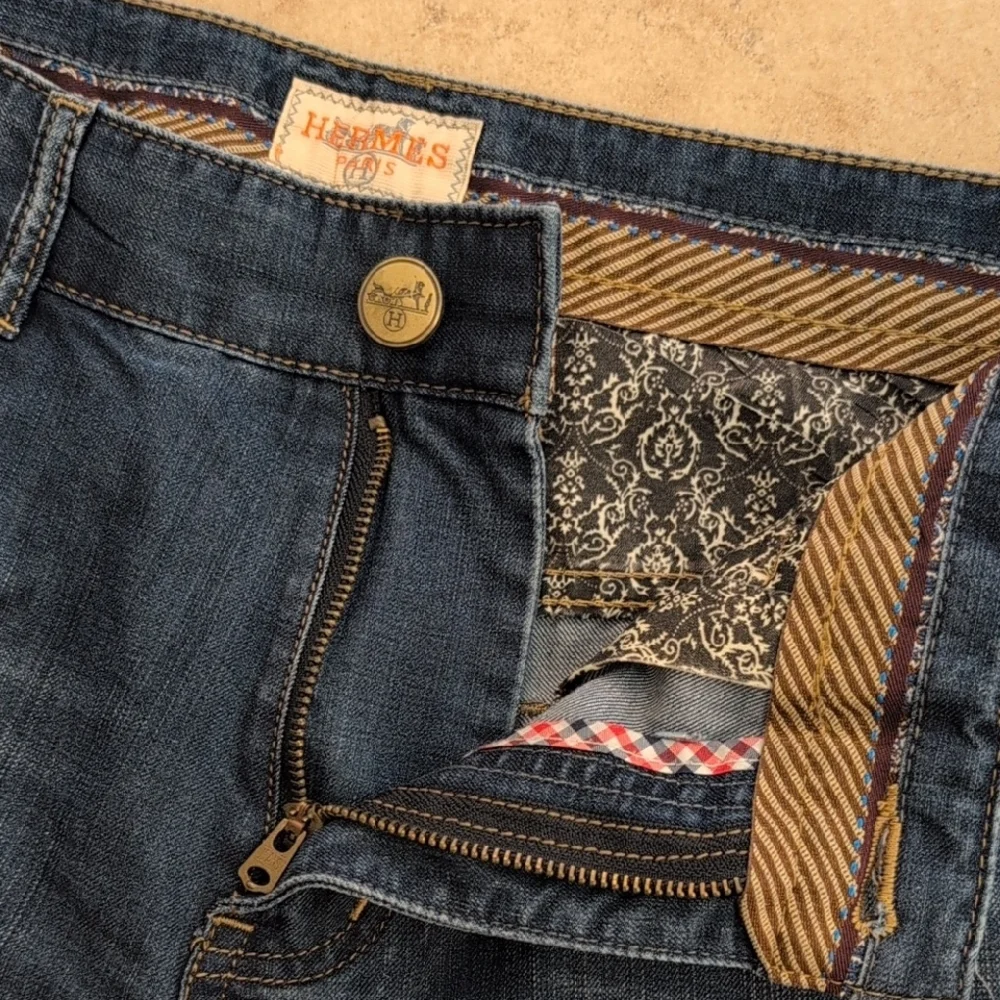Hermes Men's Blue Denim Jean Shorts - Size 33 - Picture 6 of 11